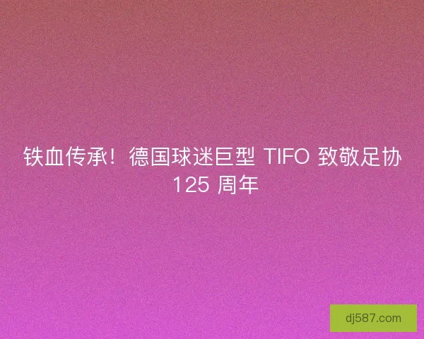 铁血传承！德国球迷巨型 TIFO 致敬足协 125 周年