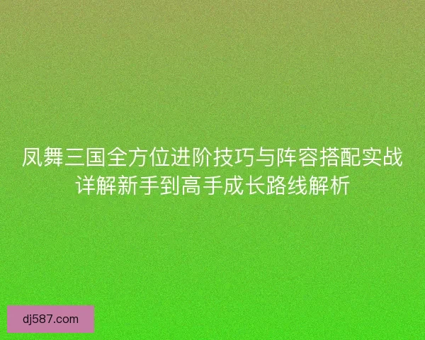 凤舞三国全方位进阶技巧与阵容搭配实战详解新手到高手成长路线解析